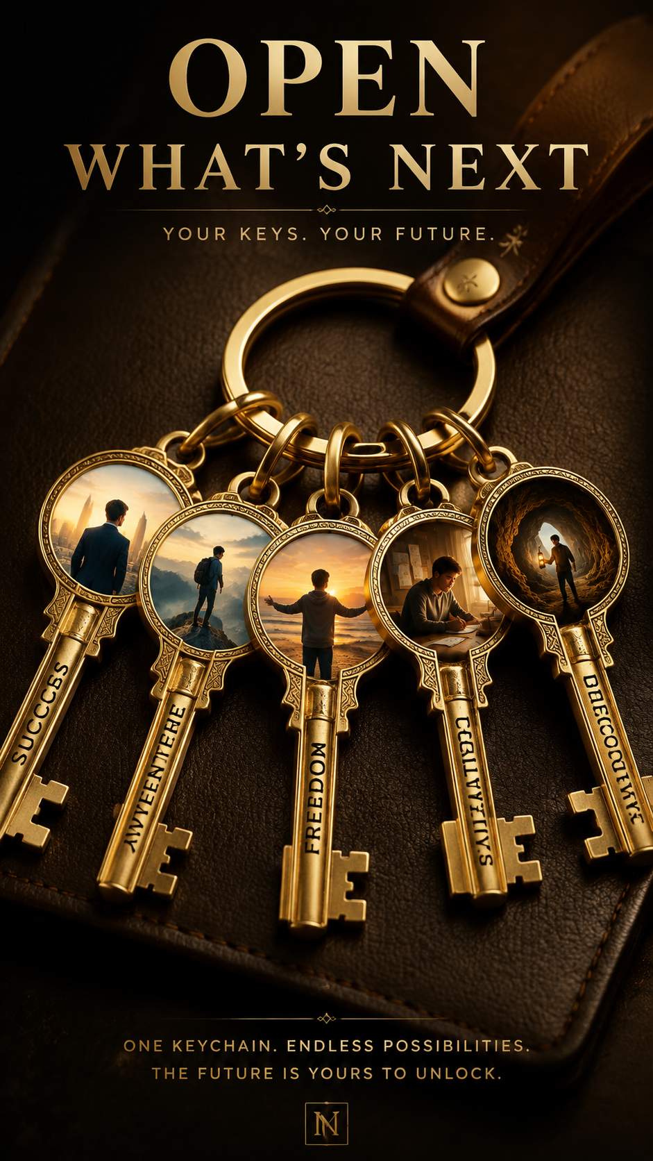 A premium 9:16 keychain advertising poster.Main Subject:
A l