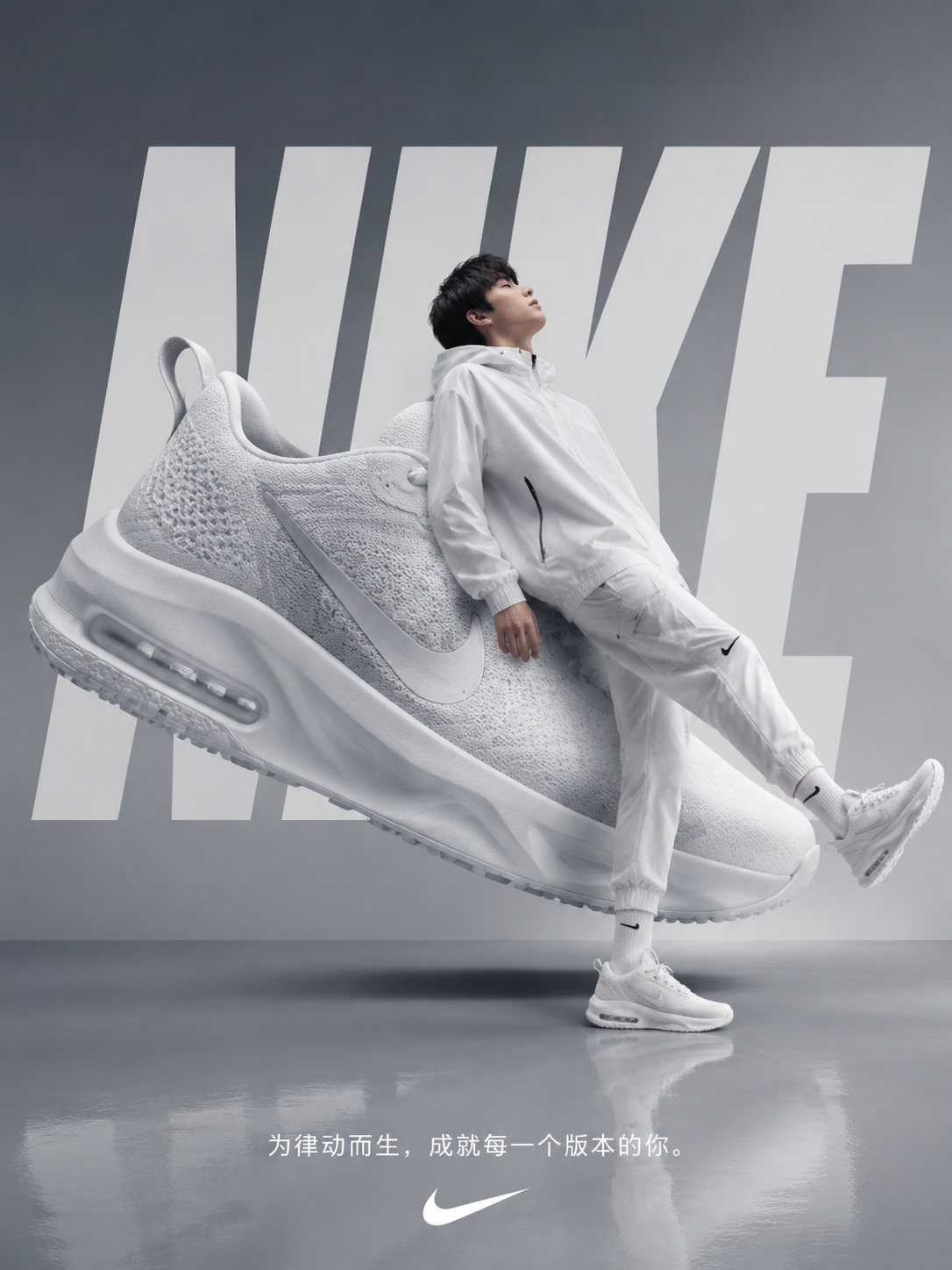 一款为 {argument name="brand" default="Nike"} 设计的高定超现实主义广告海报。场景